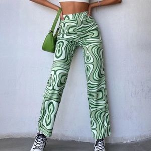 90s High Waist Allover Print Pants